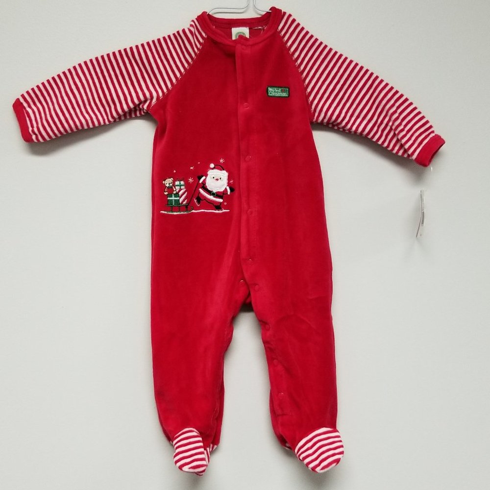 New Baby's Red Velvet Christams Footy Pajamas 9M